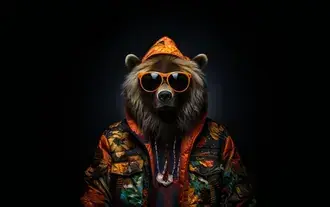 Tapeta Obrázek F.Bear AI nosí sluneční brýle 4K