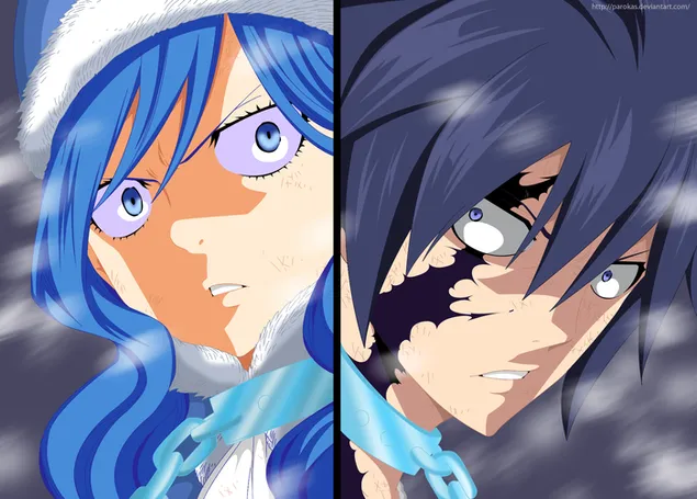 Fairy Tail - Szürke Fullbuster és Juvia Lockser HD háttérkép