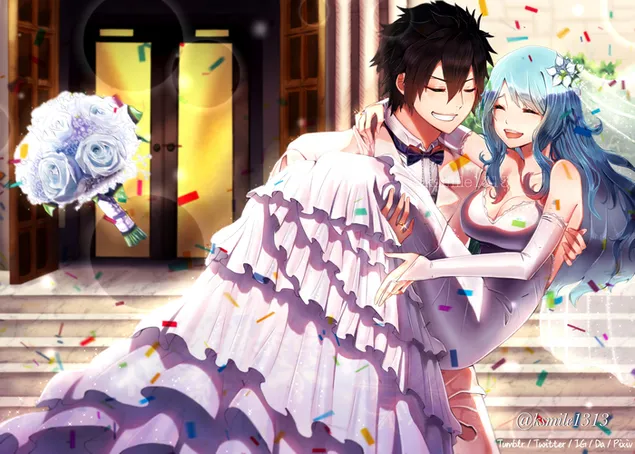 Fairy Tail - Mariage Fullbuster Gris & Juvia Lockser 2K fond d'écran