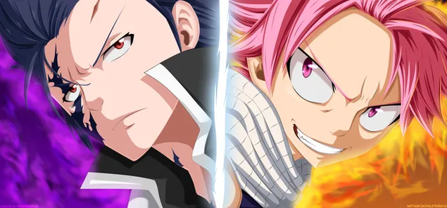 Fairy Tail - Grijs versus Natsu 2K achtergrond