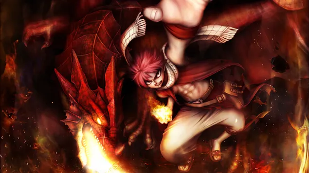 Fairy Tail - Natsu Dragneel & Dragon Igneel 4K pozadina
