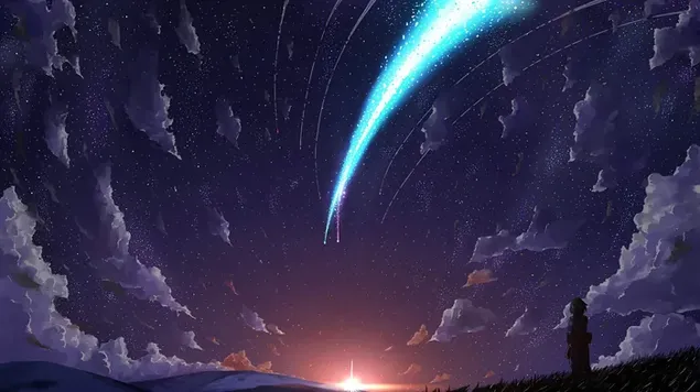 Falling comet night of Your Name HD wallpaper download