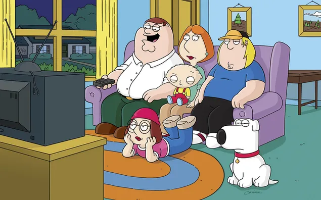 عائلة شخصيات كرتونية Family Guy تستمتع بالتلفزيون 2K خلفية