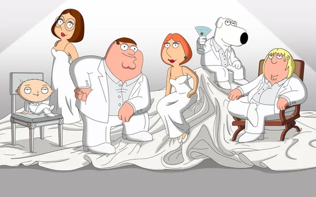 family guy tegneserie familie i hvit dress poserer nedlasting