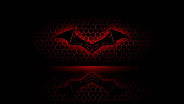 反射のあるバットマンのロゴ - 黒と赤