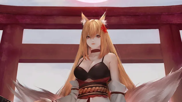 Vajzë dhelpra anime fantastike 4K sfond