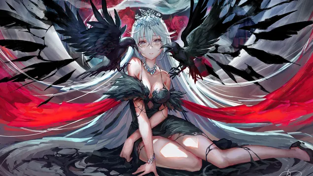 Fantasy Anime Girl Crow