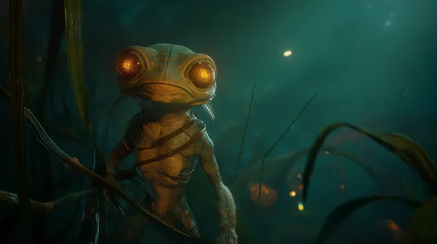 fantasticno stvorenje s velikim ocima u mocvarnom stanistu preuzmi