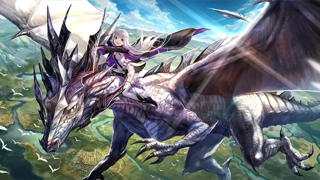 Fantasy Dragon Riding Girl Anime