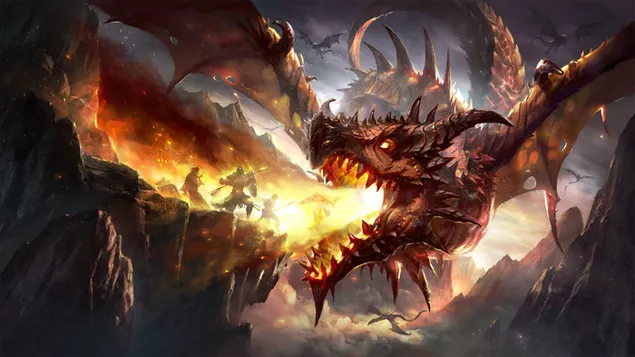 Fantasy Epic Battle Against Dragon