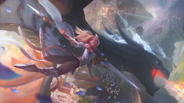 Fantasy Girl & Flying Dragon