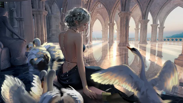 Fantasy Girl Swan GhostBlade