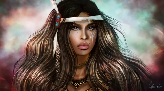 Fantasy-Krieger-Frau mit Gesichtsfarbe herunterladen