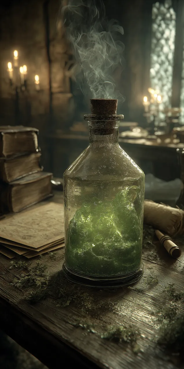 fantasie-trankflaschchen mat gluhendem inhalt a steigendem damp eroflueden