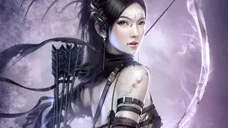 Arquero de mujer de fantasía 4K fondo de pantalla