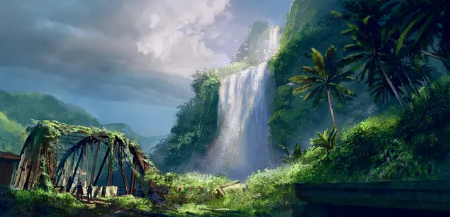Spiel Far Cry 3 - Wasserfall im Wald HD Hintergrundbild