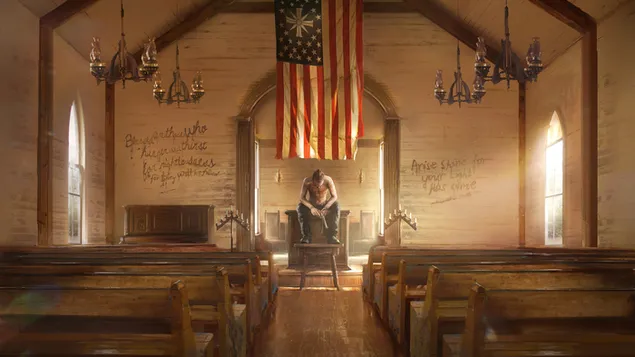 Far Cry 5 game - Man having pistol in the church download