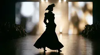 fashion show silhouette: elegant model on runway download