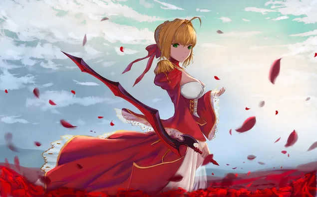 Kader/Grand Order - Nero Claudius Red Sabre 4K duvar kağıdı