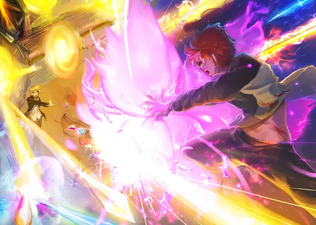 Fate/Stay Night Unlimited Blade Works - Гилгамеш против Ширу Емија HD тапет