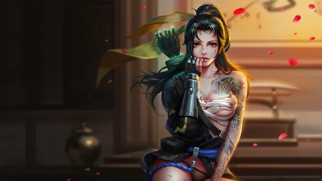 Жена повређена 'Ханзо' - Оверватцх (Видео игра) 4K позадина