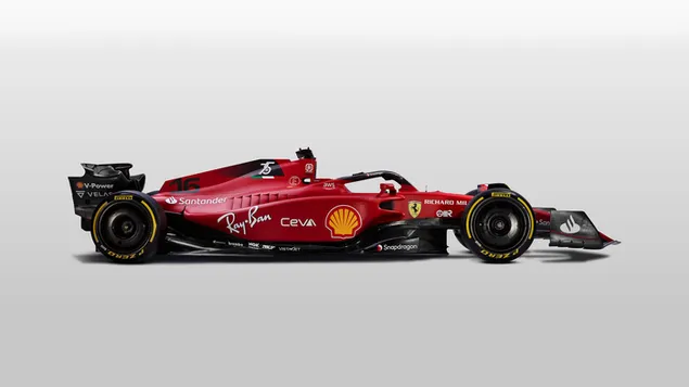 Ferrari F1-75 Formel 1 2022 ny bil fra siden hvid baggrund download