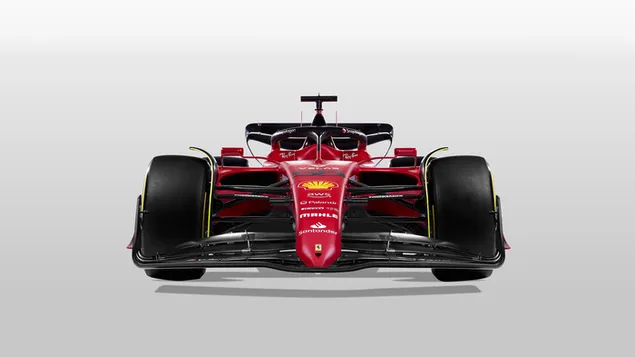 Ferrari F1-75 Formula 1 2022 tampilan depan mobil baru latar belakang putih unduhan