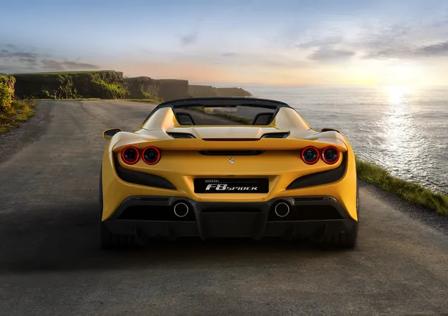 'Ferrari F8 Spider' luxe auto (achteraanzicht) 4K achtergrond