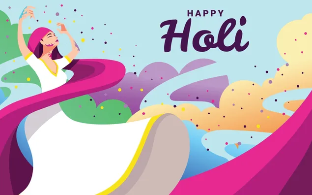 Festival of colours & happiness [Happy Holi] 2K wallpaper