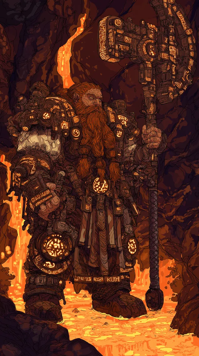 Tapeta Zuřivý vůdce trpaslíků v detailním brnění HD