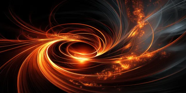 Ватрени апстрактни фрактални вртлог са централним светлосним вртложним тунелом 2K позадина