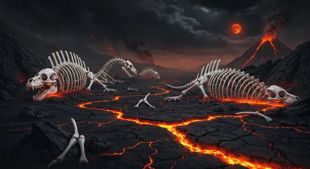 Varreza e Zjarrtë Vullkanike e Bishave të Lashta - Shtëpia e Dragoit për Sfondin e Desktopit 4K sfond