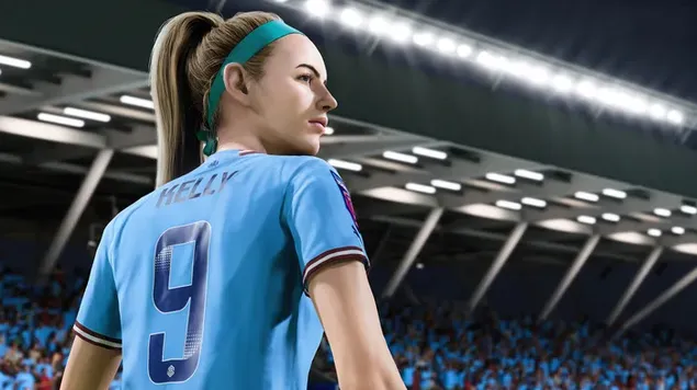 FIFA 23 vrouwelijke voetballer 4K achtergrond