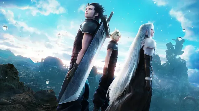Final Fantasy VII Crisis Core reunió Zack, Sephiroth i Cloud 8K fons de pantalla