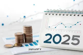 Financiële groei en welvaart voor 2025 Jaarlijkse planning vooruit 4K achtergrond
