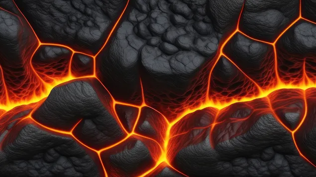 Feier Hannergrond Rock Vulkan Magma geschmollte Hot Flow Flammuster nahtlos 4K Tapeten