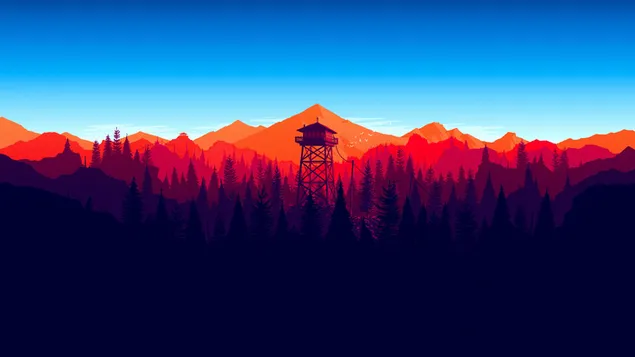 Firewatch (Videospiel) - Sonnenuntergang in den Bergen