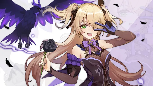 Fischl (Watak Electro Bow) | Genshin Impact [Permainan Video Anime] 4K kertas dinding