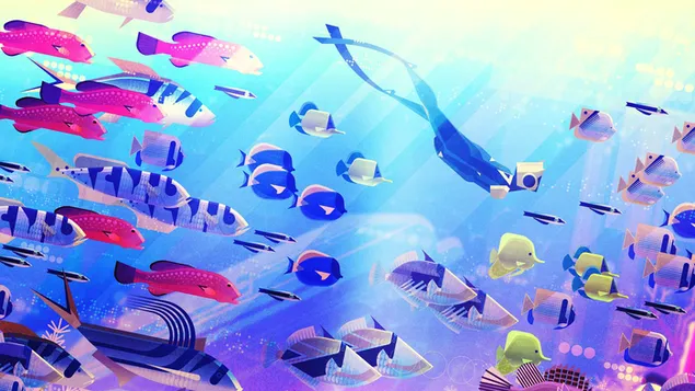 Vissen onderwater digitale kunst download
