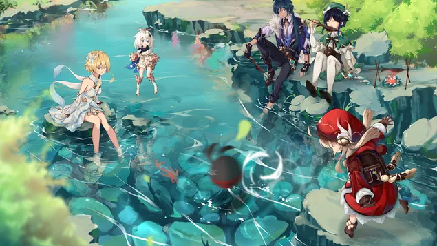 Fishing Squad - Genshin Impact (Anime Video Game) 4K wallpaper