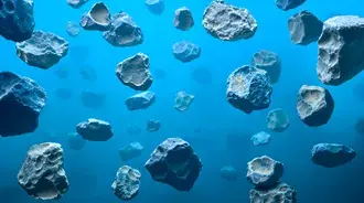 Asteroid Terapung: Serpihan Kosmik dalam Kekosongan Biru 8K kertas dinding
