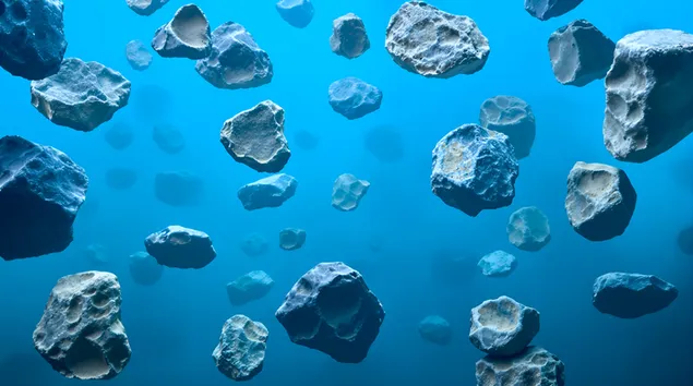 asteroides flotants: deixalles cosmiques en un buit blau baixada