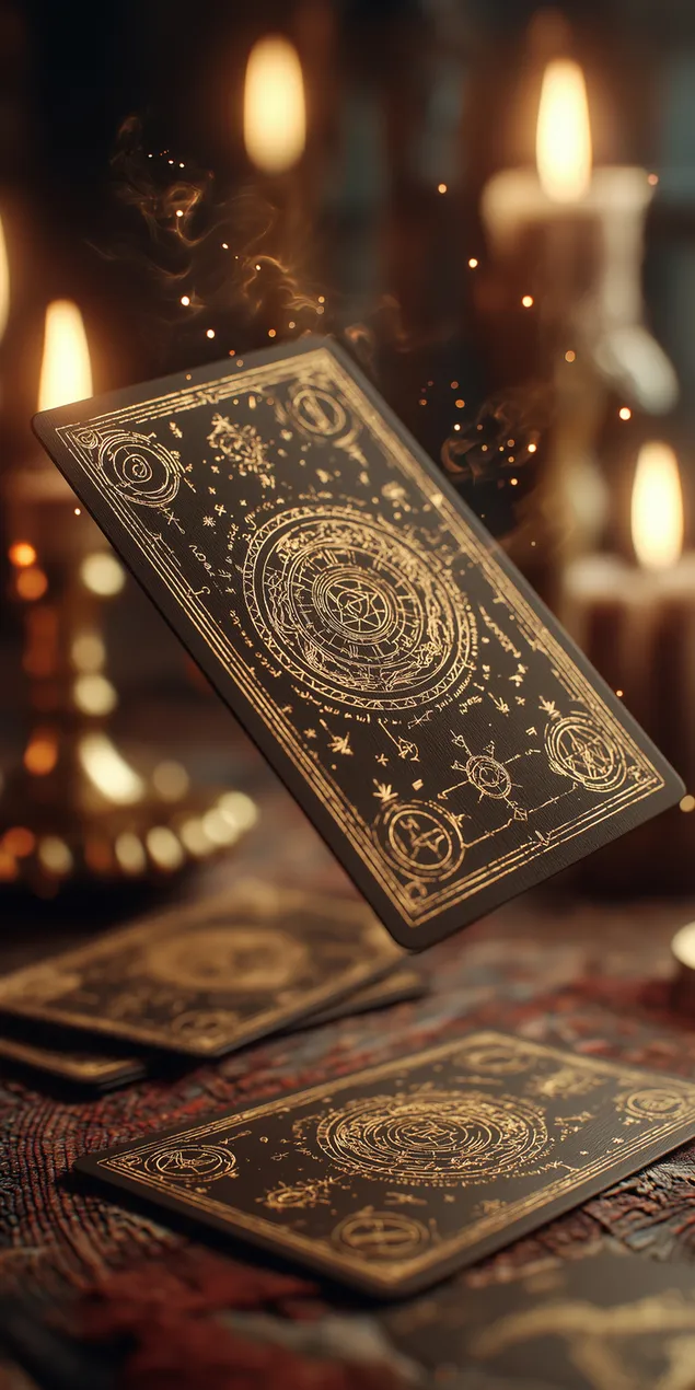 carta mistica fluttuante incisa con rune e dettagli dorati luminosi scarica