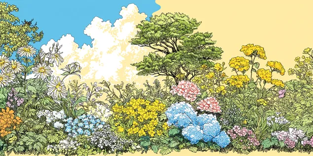 Scena cvjetnog vrta 2K pozadina