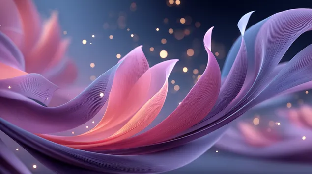 Valë rrjete abstrakte që rrjedhin me grimca drite Bokeh 2K sfond