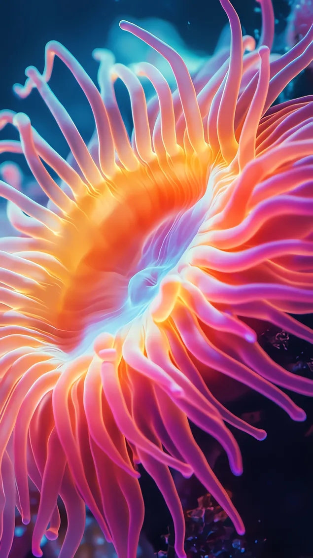 tentakulat rrjedhese te nje anemoni deti shumengjyresh shkarkim