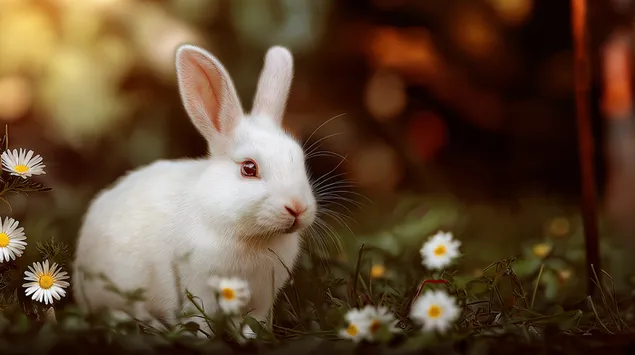 nadychany kralik v poli sedmokrasok stiahnut