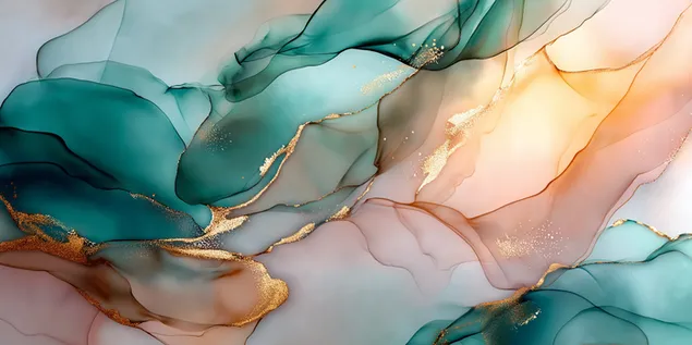 vloeistofswirls in blougroen, oranje en swart aflaai