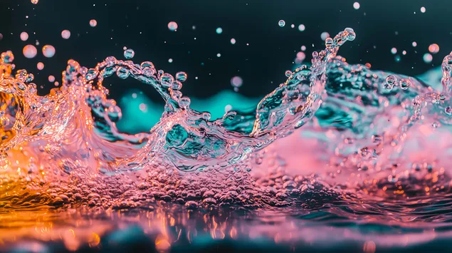 สร้างสรรค์คลื่นของเหลวด้วยฟองนีออนสีสันสดใส 8K วอลเปเปอร์