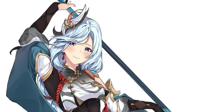 フロスティフェザーズ「シェンヘ」の羽ばたき-原神インパクト[アニメビデオゲーム] 4K 壁紙